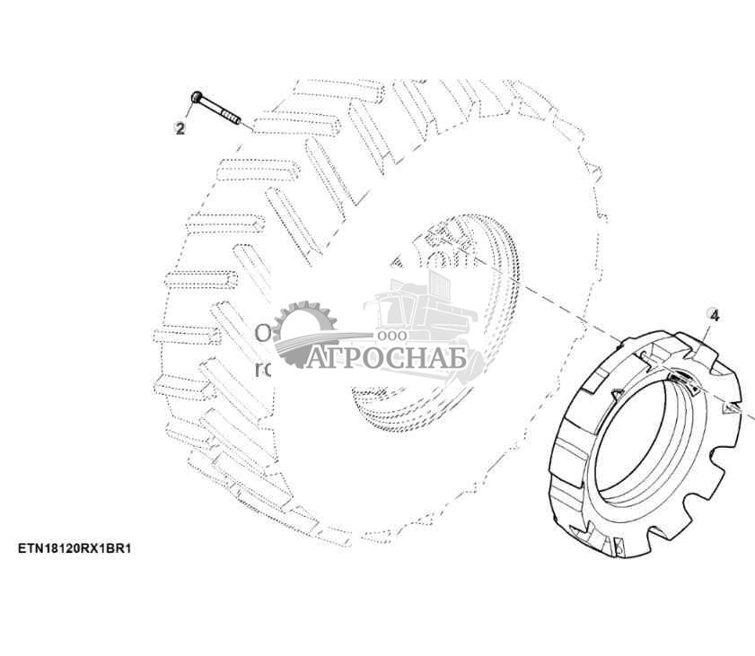 Грузы, литое заднее колесо, 205 кг, внутренние (показана правая сторона) 